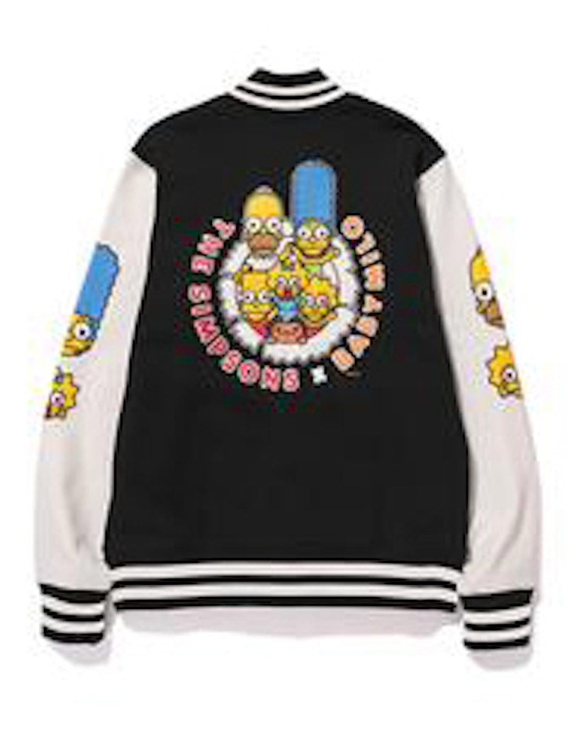 BAPE X The Simpsons Baby Milo Varsity Jacket Black
