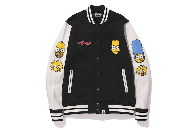 BAPE X The Simpsons Baby Milo Varsity Jacket Black