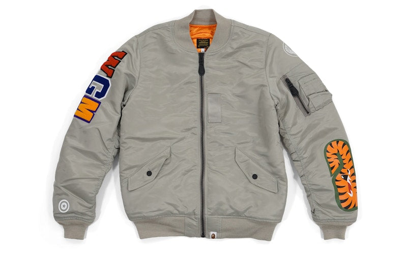 BAPE Back Shark MA1 Bomber Jacket Grey