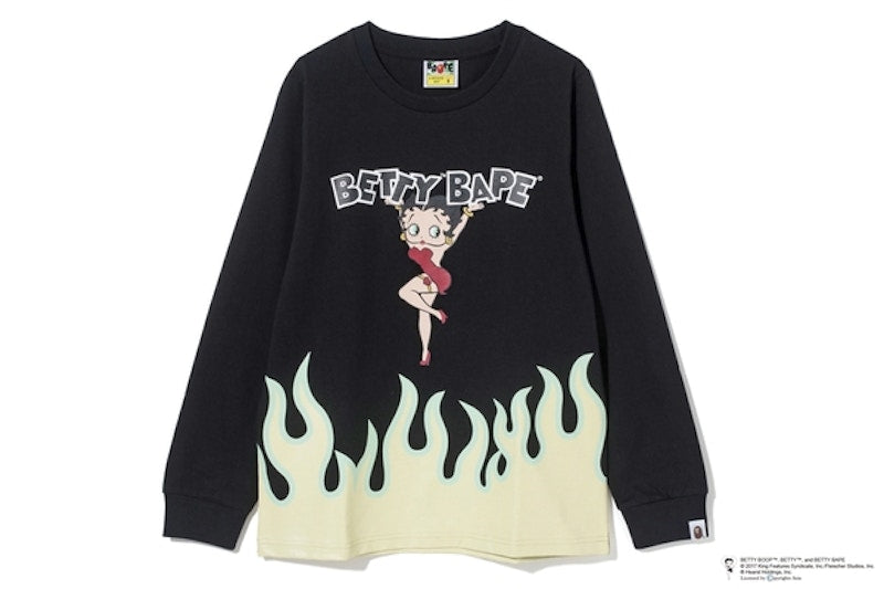 BAPE Bettybape Flame L/S Tee (Ladies) Black