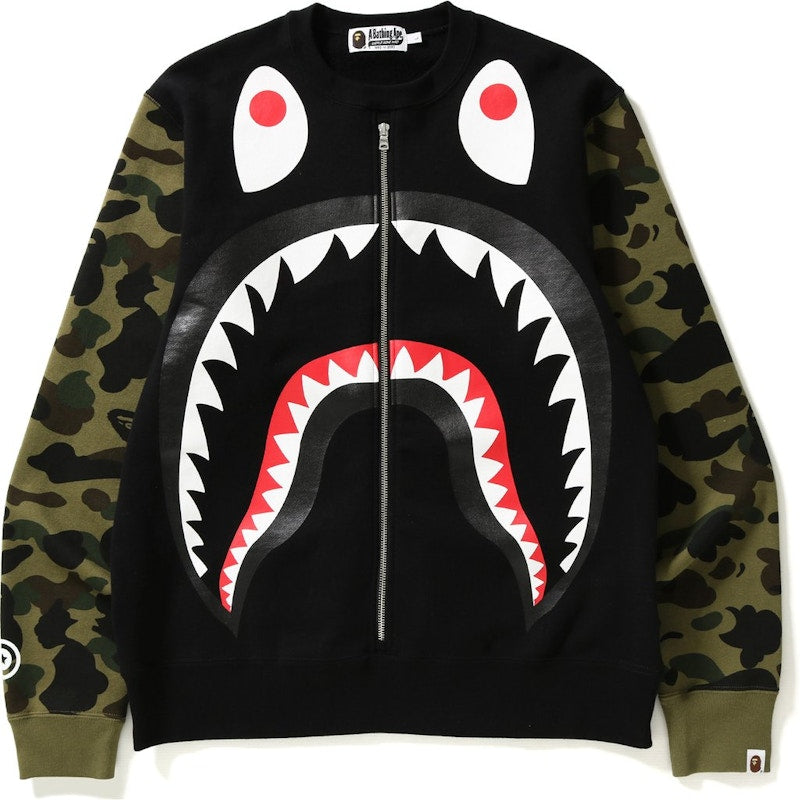 BAPE Metal Zip Big Shark Wide Crewneck Crewneck Black/Green