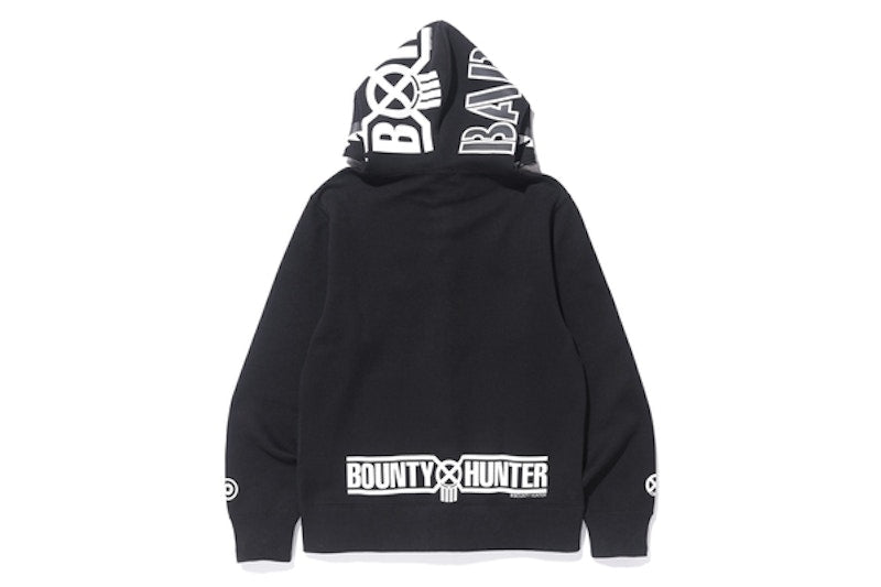 BAPE Bounty Huntermad Shark Over Sized Full Zip Hoodie Black