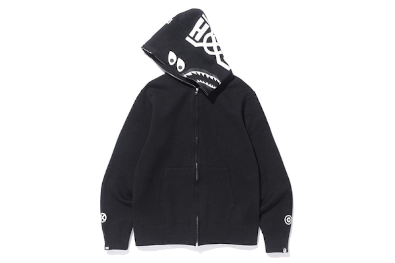 BAPE Bounty Huntermad Shark Over Sized Full Zip Hoodie Black
