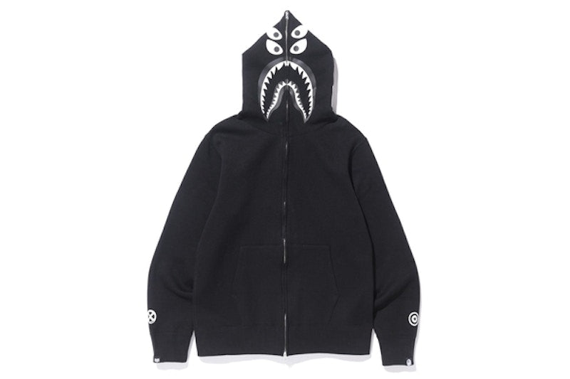 BAPE Bounty Huntermad Shark Over Sized Full Zip Hoodie Black