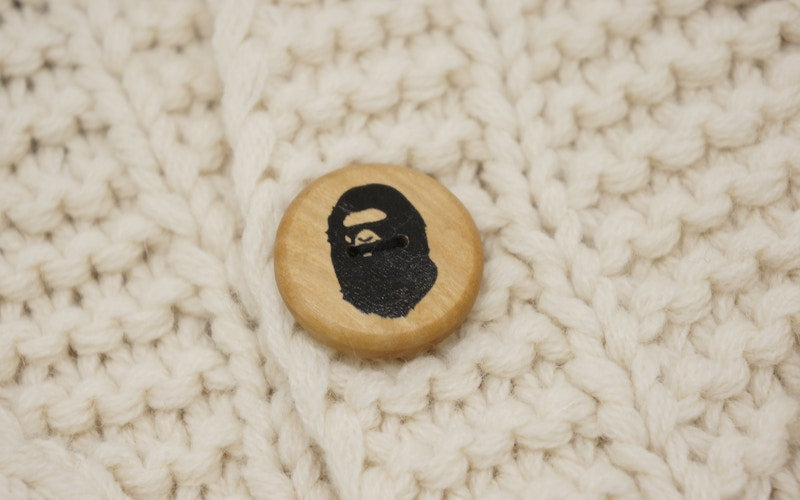 BAPE Cable Knit Cowichan Wool Cardigan White