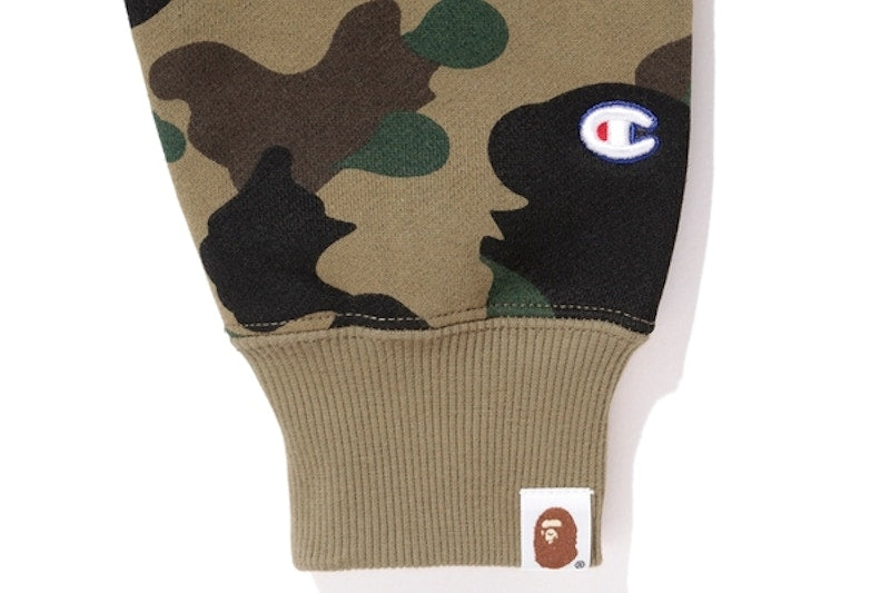 BAPE Champion1st Camo Pullover Hoodie Green