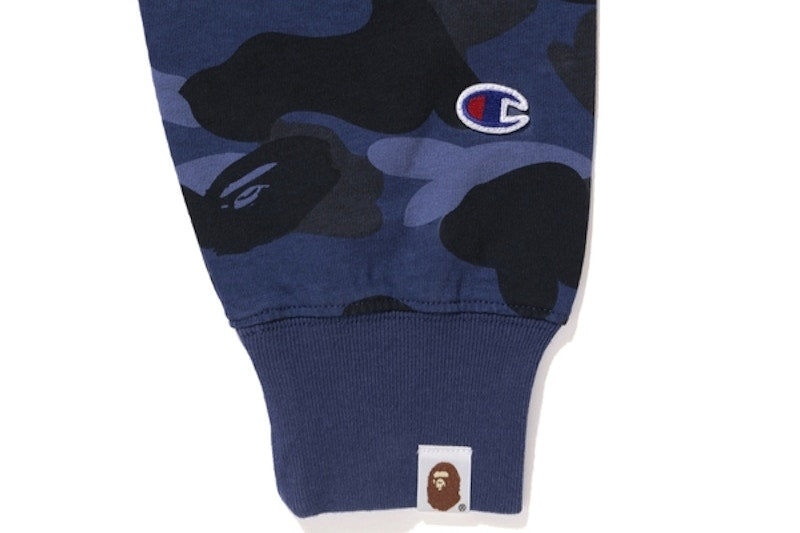 BAPE Champion Color Camo Zip Hoodie Navy Camo