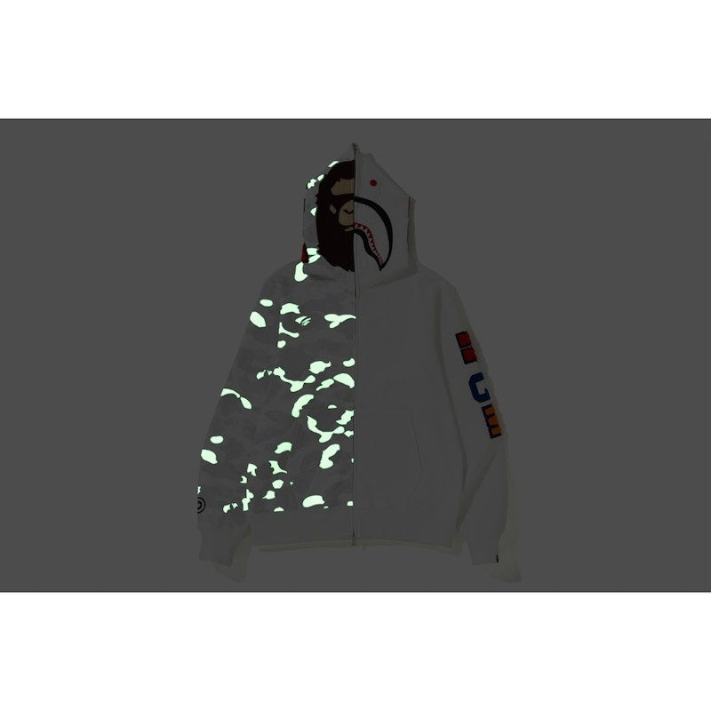 BAPE City Camo 2nd Ape Shark Full Zip Hoodie White