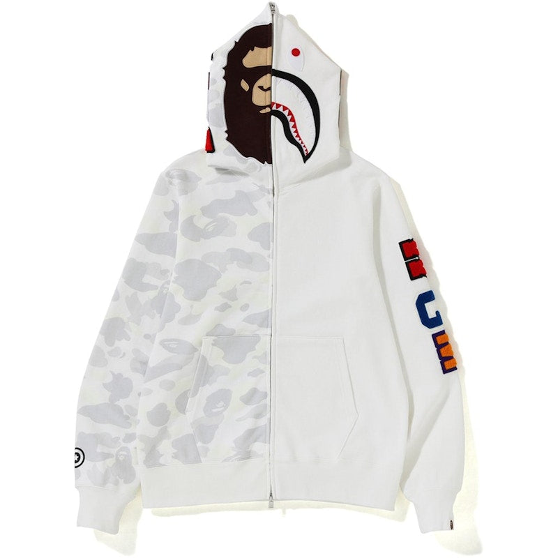 BAPE City Camo 2nd Ape Shark Full Zip Hoodie White