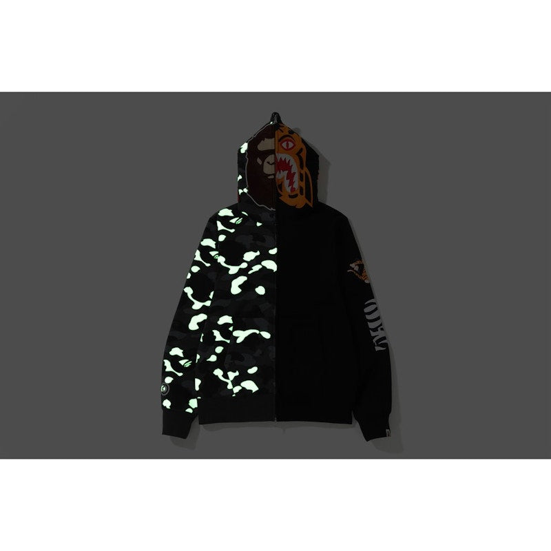 BAPE City Camo 2nd Ape Tiger Full Zip Hoodie Black