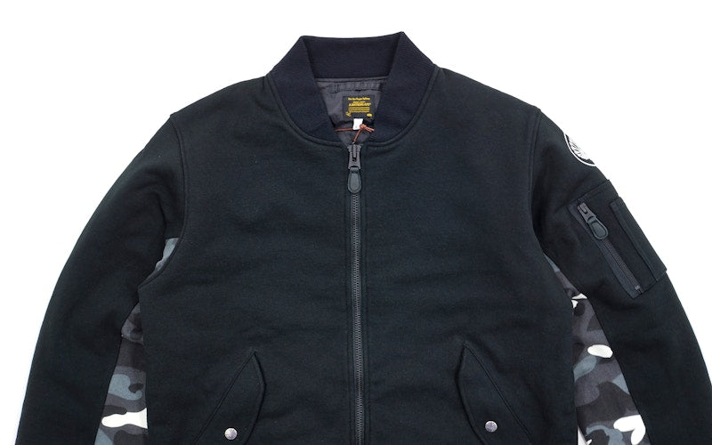 BAPE City Camo Accent Cotton Sweat MA1 Bomber Jacket Black/Glow
