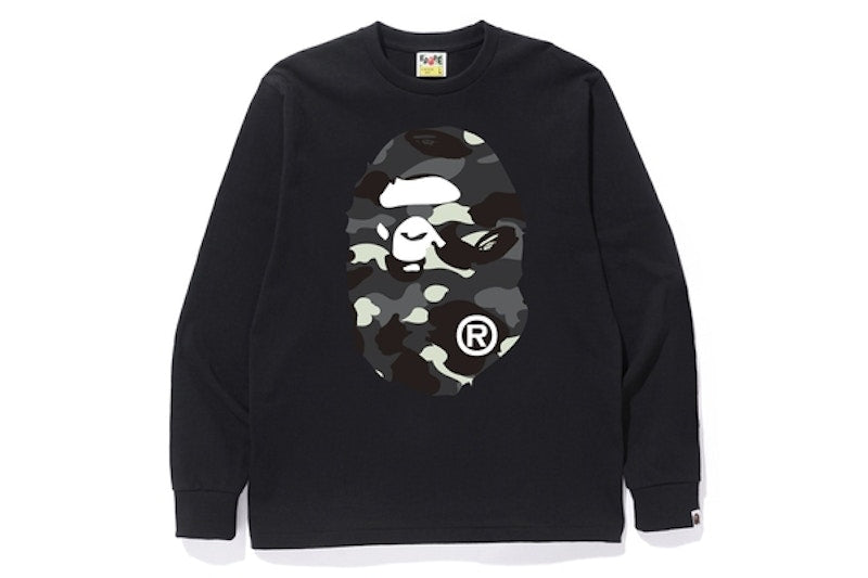 BAPE City Camo Big Ape Head L/S Tee Black