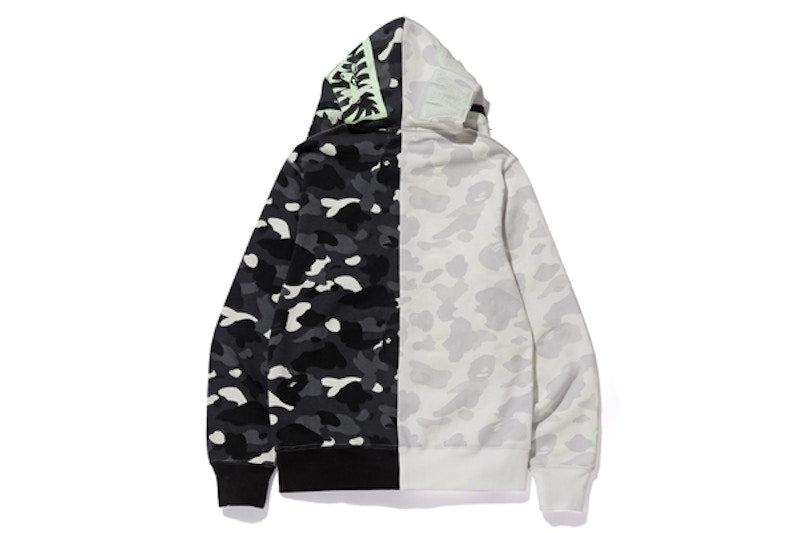 BAPE City Camo Half Shark Full Zip Hoodie White/Black