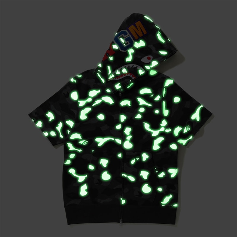 BAPE City Camo S/S Shark Full Zip Hoodie Black