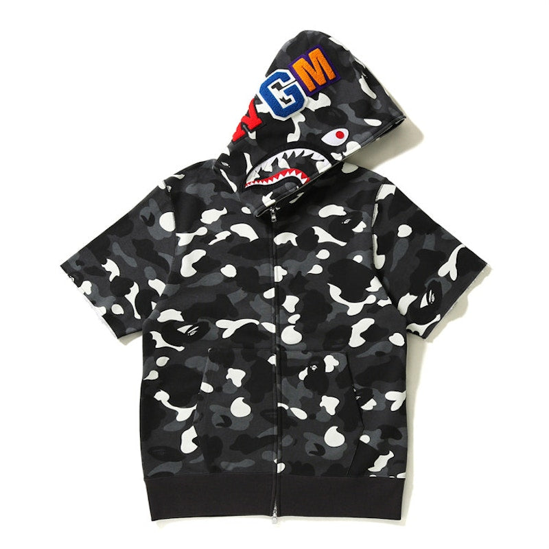 BAPE City Camo S/S Shark Full Zip Hoodie Black