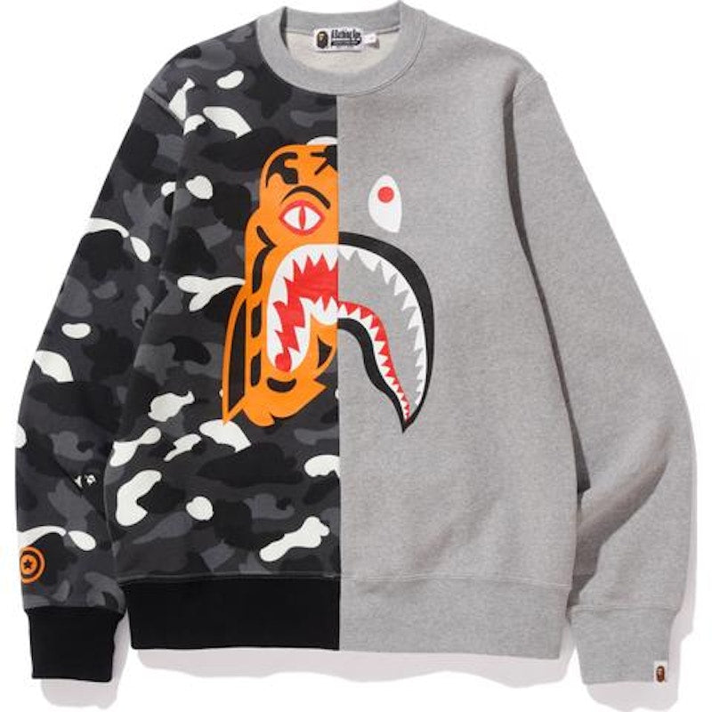 BAPE City Camo Tiger Shark Crewneck Gray