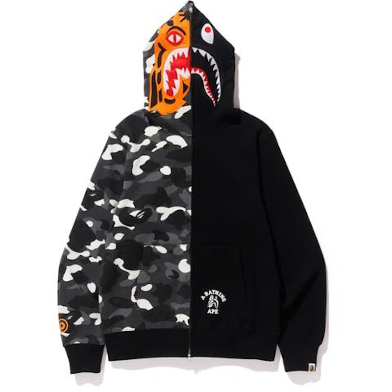 BAPE City Camo Tiger Shark Full Zip Hoodie Black