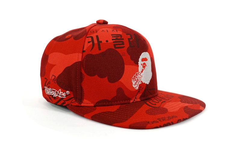 BAPE Coca Cola Camo Snapback Hat Red