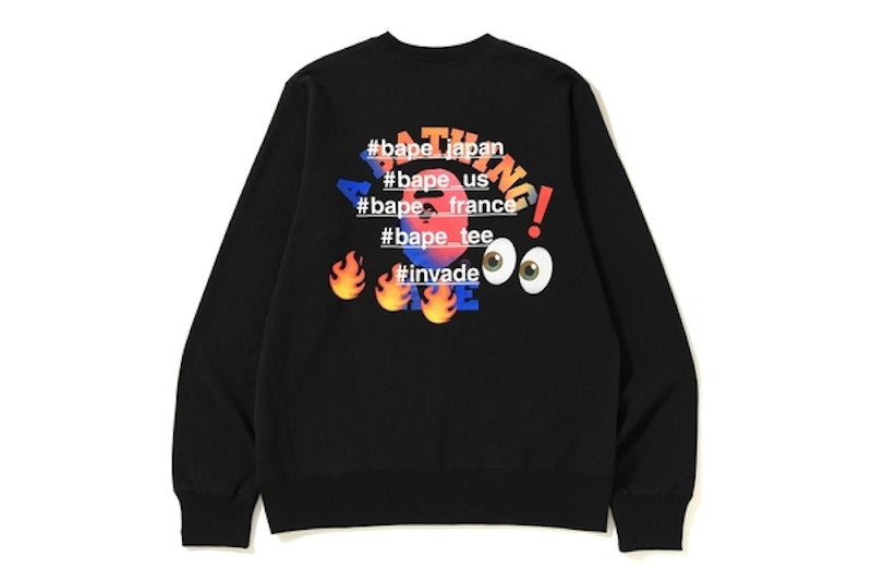 BAPE College Emoji Crewneck Black