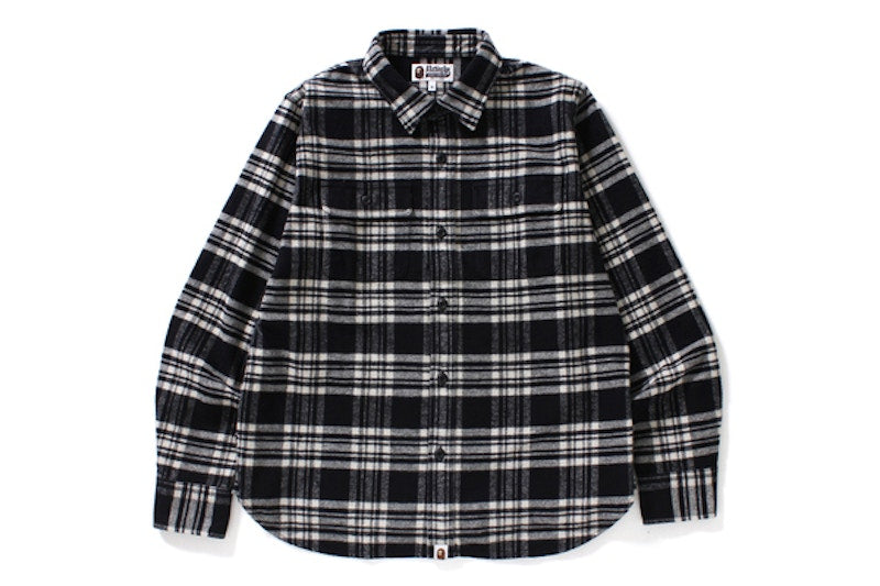 BAPE College Flannel Shirt Black