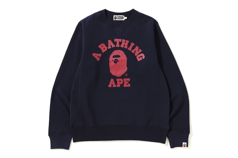 BAPE College Heavy Weight Crewneck Navy