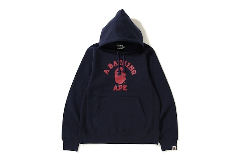 BAPE College Heavy Weight Pullover Hoodie Navy