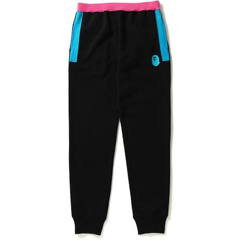 BAPE Color Block Slim Sweat Pants Pants (Ladies) Black