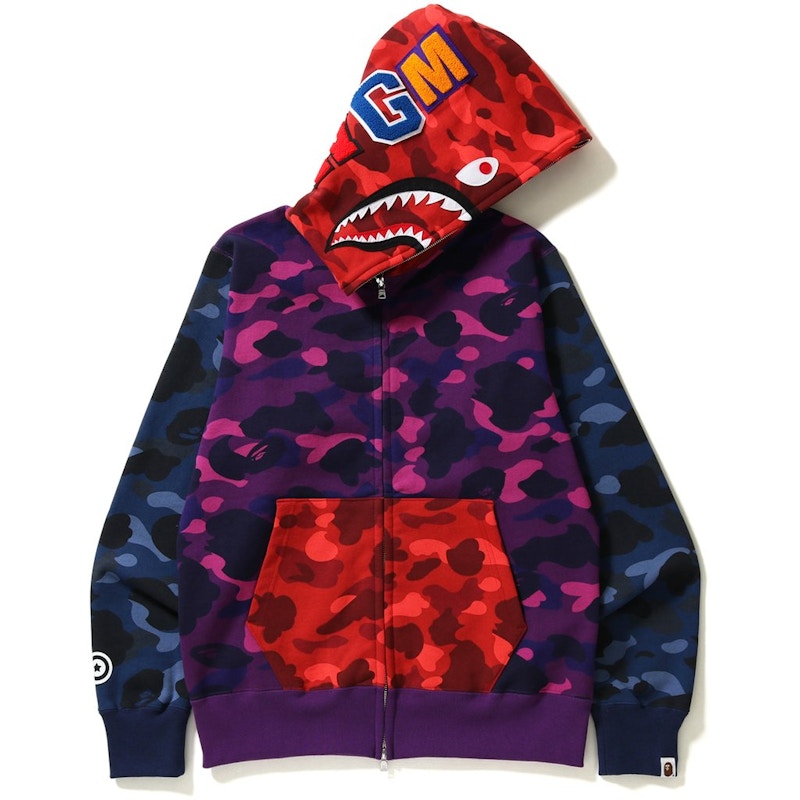 BAPE Color Camo Crazy Shark Full Zip Hoodie Multi