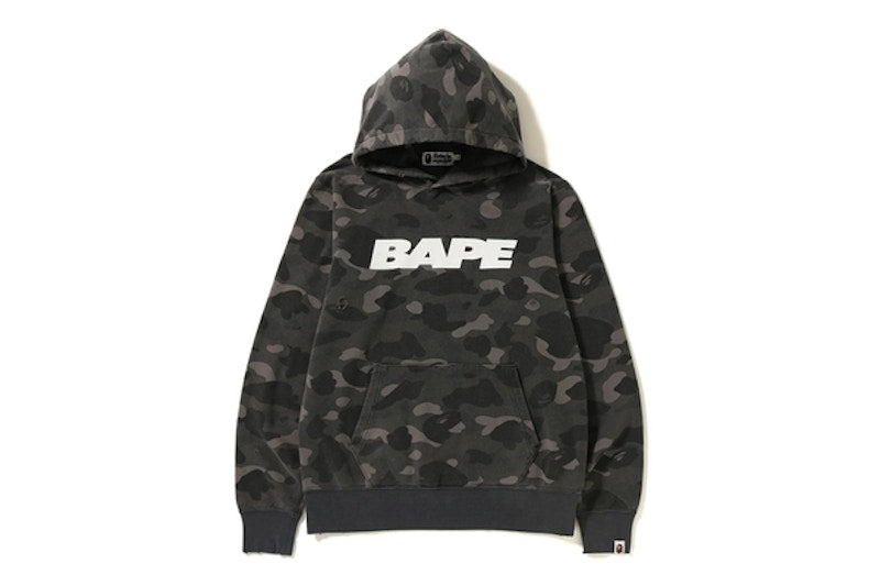 BAPE Color Camo Damage Wide Pullover Hoodie Black