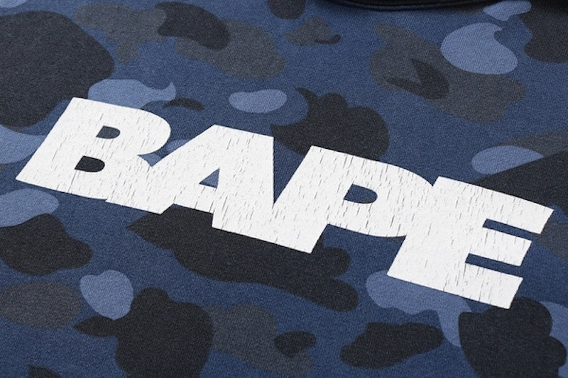 BAPE Color Camo Damage Wide Pullover Hoodie Blue
