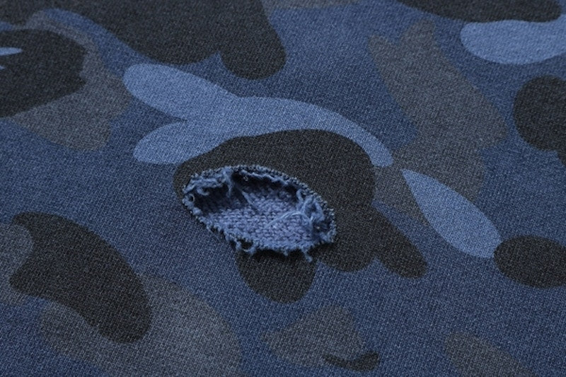 BAPE Color Camo Damage Wide Pullover Hoodie Blue