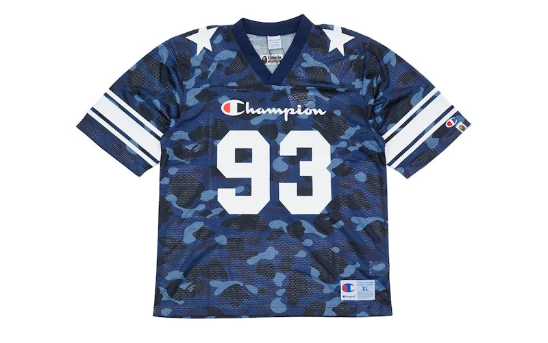BAPE Champion Color Camo Football Jersey Navy