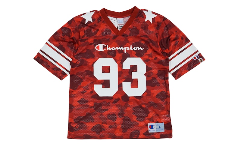 BAPE Champion Color Camo Football Jersey Red