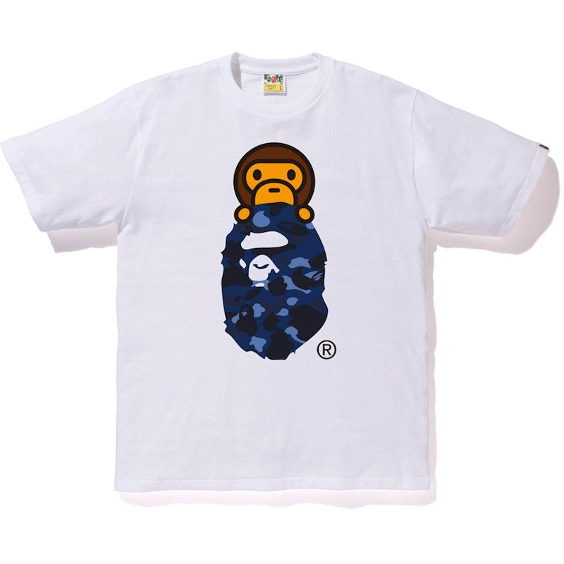 BAPE Color Camo Milo on Ape Head Tee White/Blue
