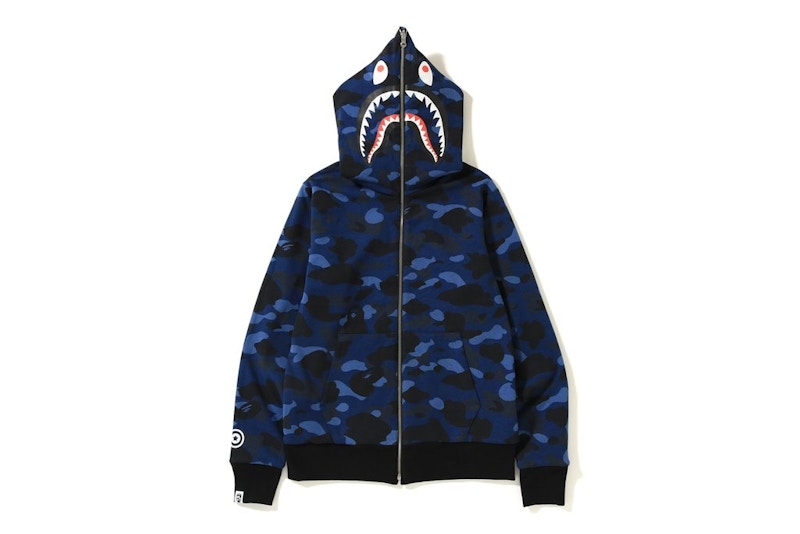 BAPE Color Camo Reversible PONR Shark Full Zip Hoodie Black/Blue