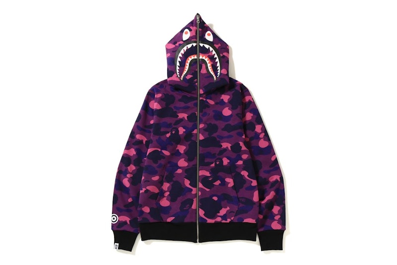 BAPE Color Camo Reversible PONR Shark Full Zip Hoodie Black/Purple