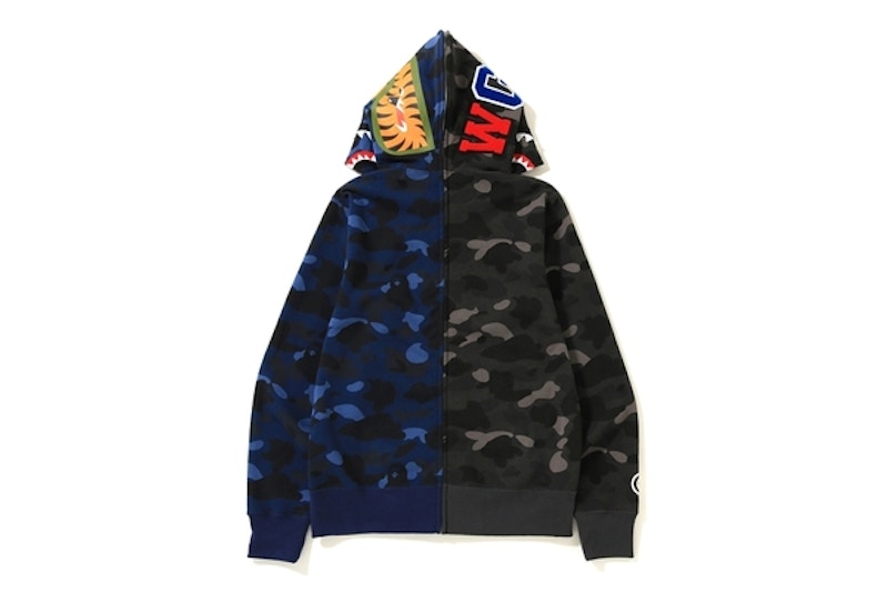 BAPE Color Camo Separate Shark Full Zip Hoodie Black/Blue