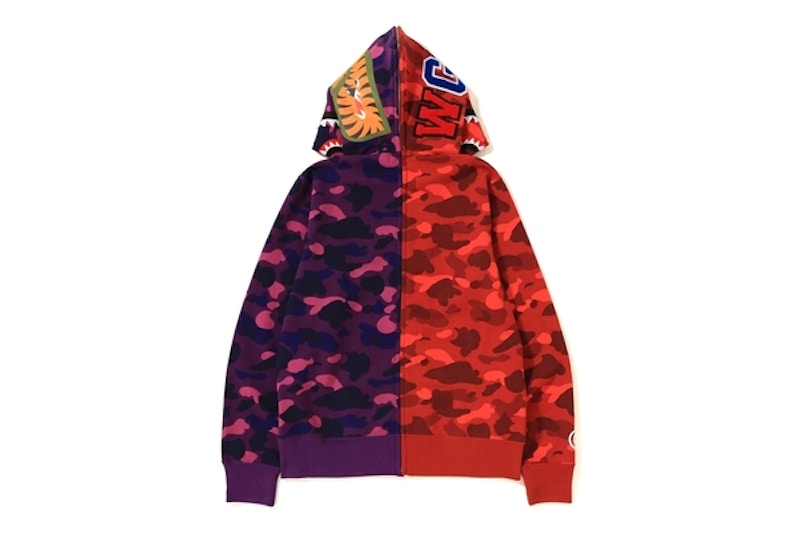 BAPE Color Camo Separate Shark Full Zip Hoodie Red/Purple