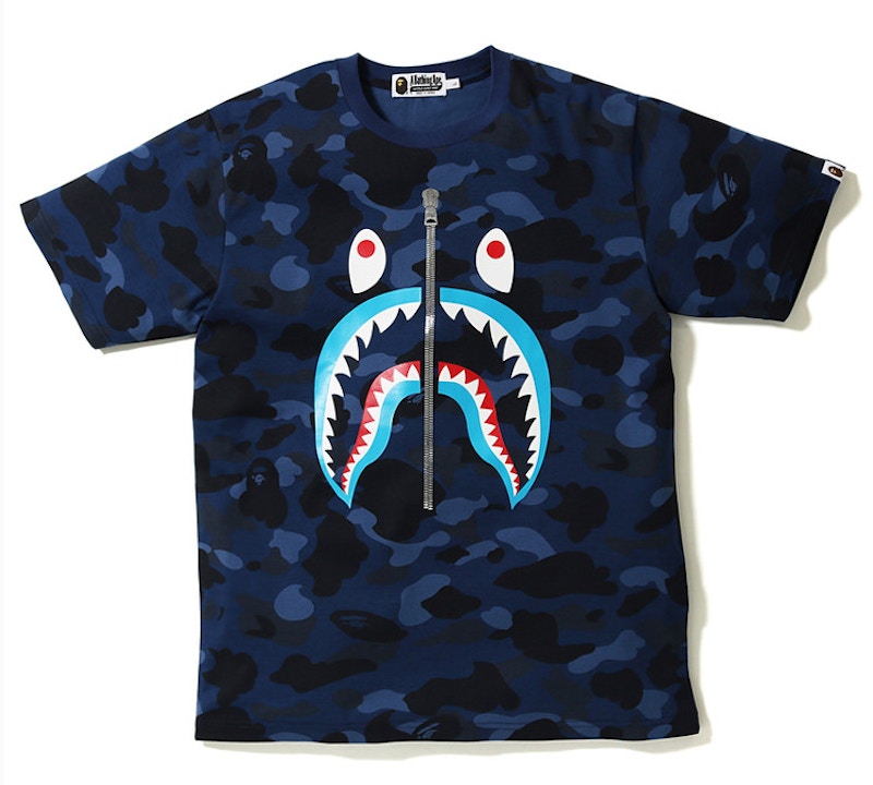 BAPE Color Camo Shark Blue Mouth Tee Navy