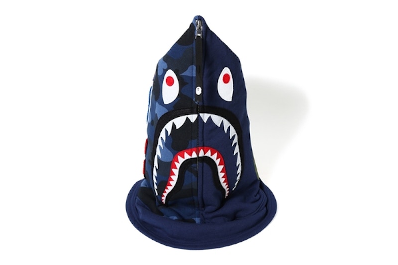 BAPE Color Camo Shark Face Mask Navy