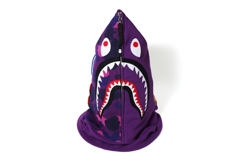BAPE Color Camo Shark Face Mask Purple