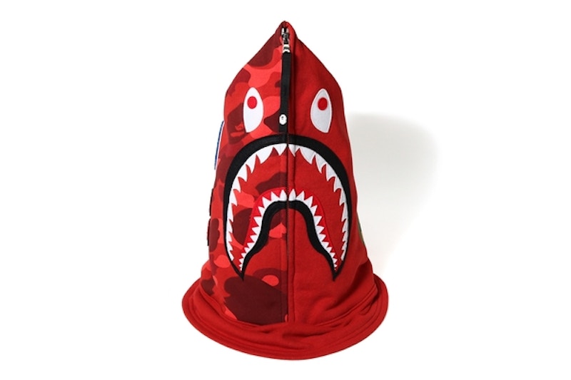 BAPE Color Camo Shark Face Mask Red