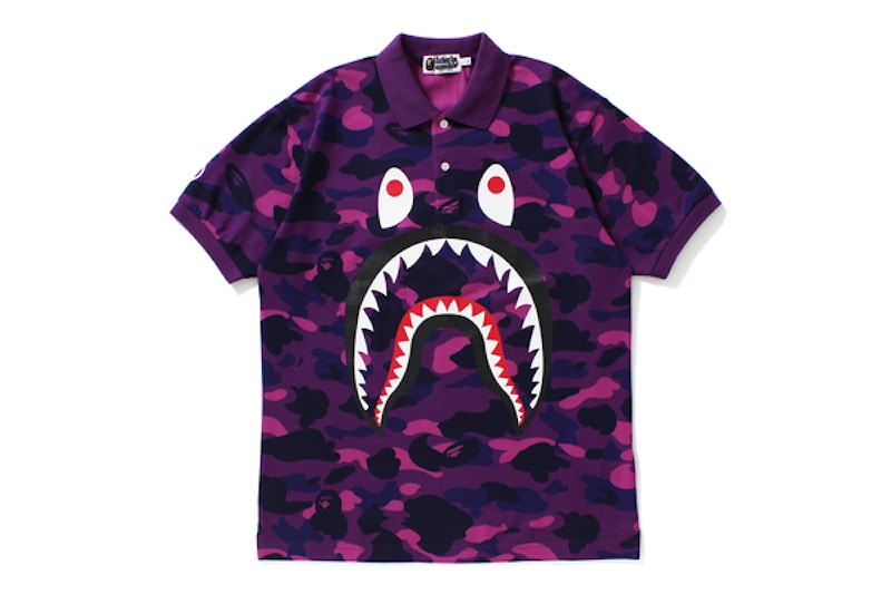 BAPE Color Camo Shark Polo Purple