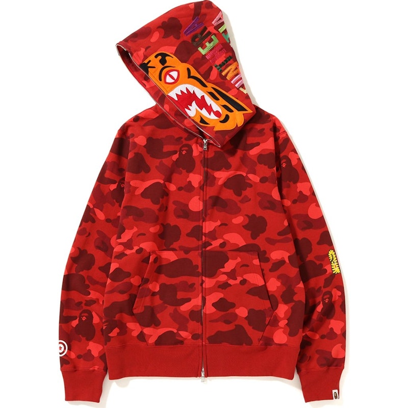 BAPE Color Camo Tiger Full Zip Hoodie (FW18) Red