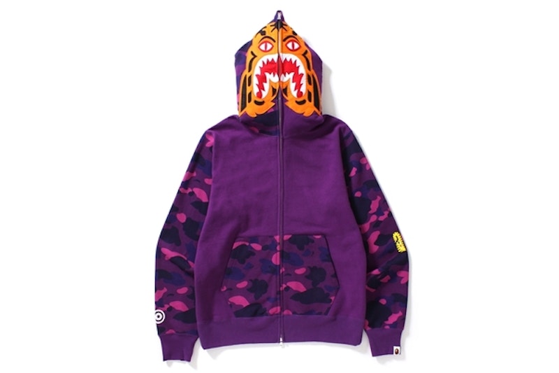 BAPE Color Camo Tiger Full Zip Hoodie Purple