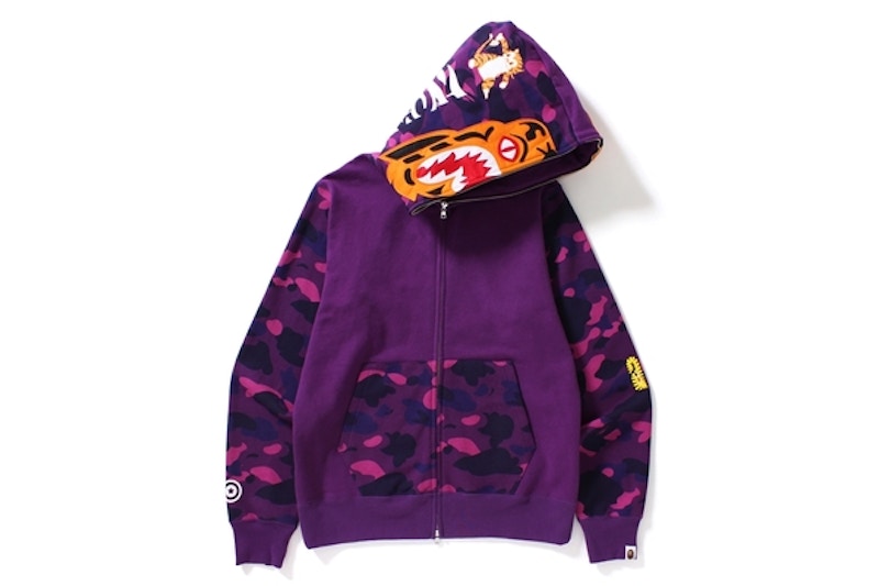 BAPE Color Camo Tiger Full Zip Hoodie Purple