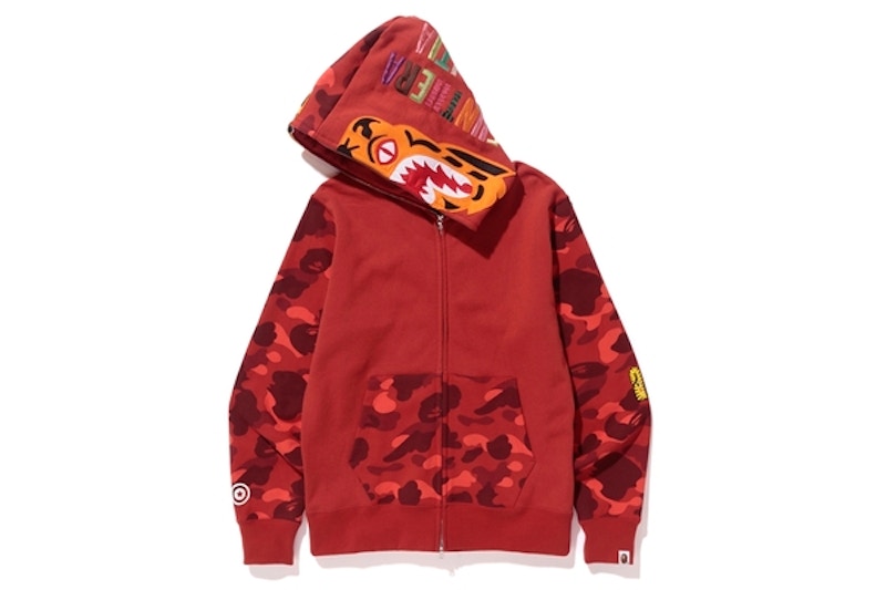 BAPE Color Camo Tiger Full Zip Hoodie Red