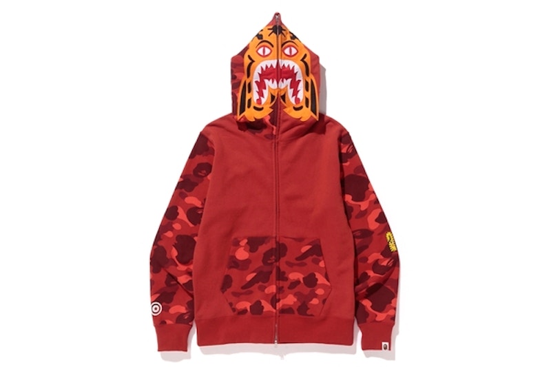 BAPE Color Camo Tiger Full Zip Hoodie Red