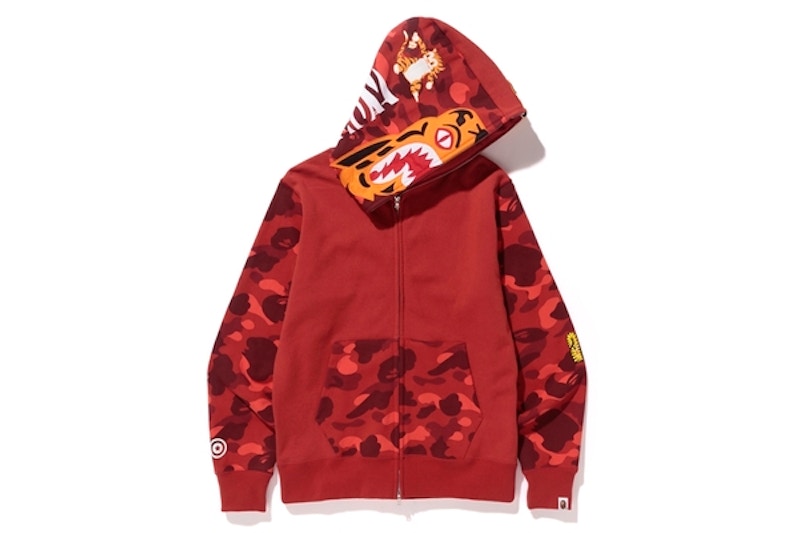 BAPE Color Camo Tiger Full Zip Hoodie Red