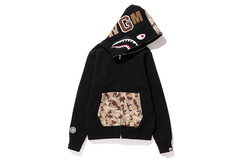 BAPE Desert Camo NW20 Full Zip Shark Hoodie Black/Tan